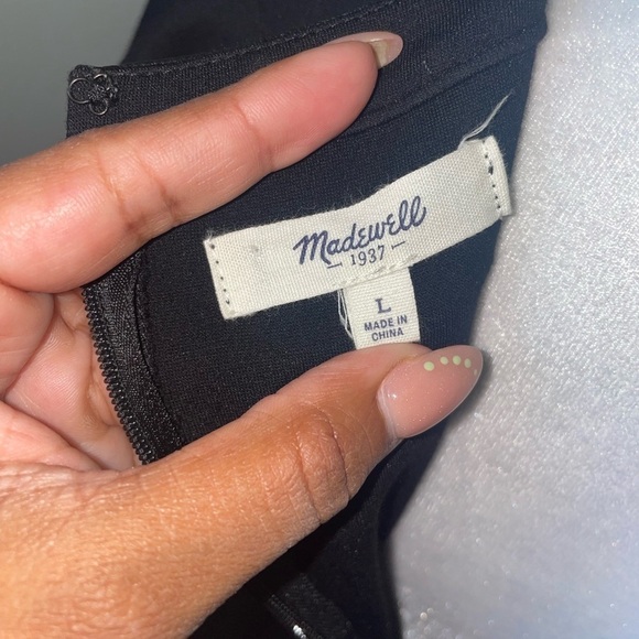 Madewell leather trim peplum top; size large, black - Picture 5 of 6